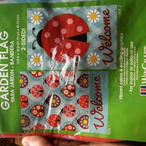 Garden flag. Ladybugs welcome